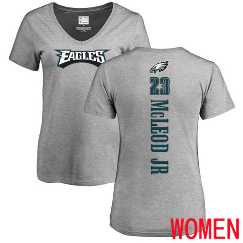 Women Philadelphia Eagles #23 Rodney McLeod Ash Backer V-Neck NFL T Shirt->philadelphia eagles->NFL Jersey